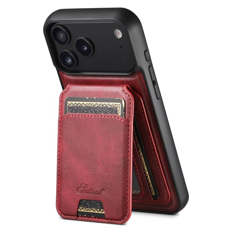 For iPhone 17 Pro Max Suteni H15 MagSafe Oil Eax Leather Detachable Wallet Back Phone Case(Red) by Suteni