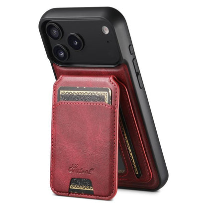 For iPhone 17 Pro Max Suteni H15 MagSafe Oil Eax Leather Detachable Wallet Back Phone Case(Red) by Suteni