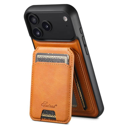 For iPhone 17 Pro Suteni H15 MagSafe Oil Eax Leather Detachable Wallet Back Phone Case(Khaki) by Suteni
