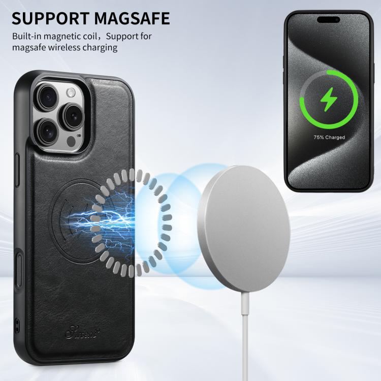For iPhone Air Suteni H15 MagSafe Oil Eax Leather Detachable Wallet Back Phone Case(Black) by Suteni