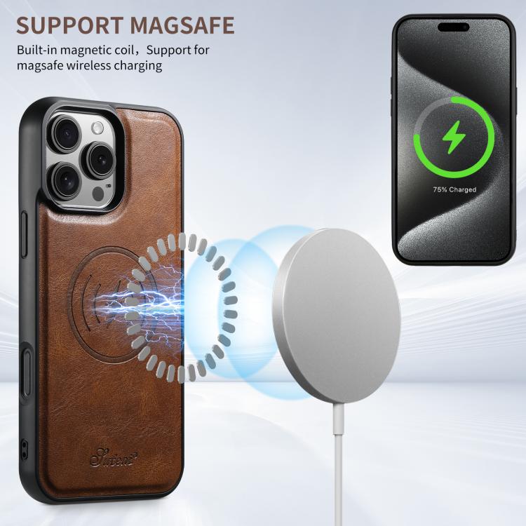 For iPhone Air Suteni H15 MagSafe Oil Eax Leather Detachable Wallet Back Phone Case(Brown) by Suteni