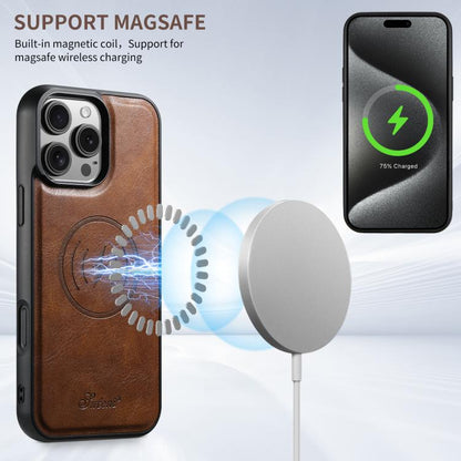 For iPhone Air Suteni H15 MagSafe Oil Eax Leather Detachable Wallet Back Phone Case(Brown) by Suteni