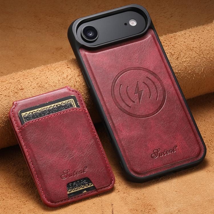 For iPhone Air Suteni H15 MagSafe Oil Eax Leather Detachable Wallet Back Phone Case(Red) by Suteni