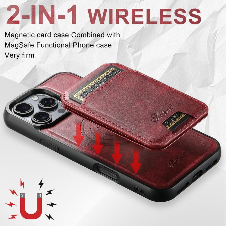 For iPhone Air Suteni H15 MagSafe Oil Eax Leather Detachable Wallet Back Phone Case(Red) by Suteni