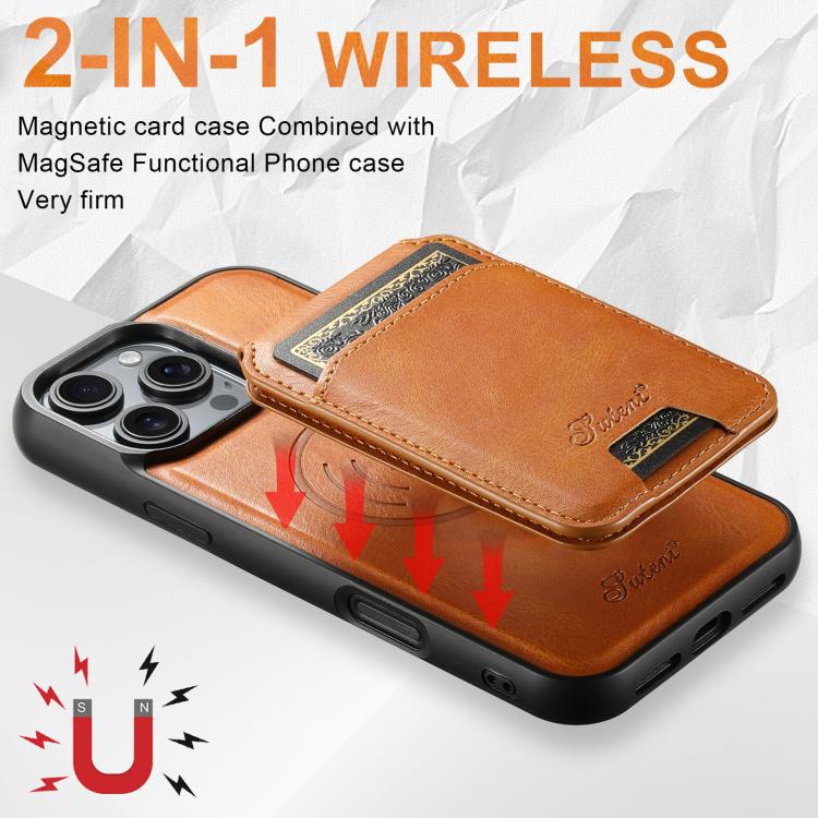 For iPhone Air Suteni H15 MagSafe Oil Eax Leather Detachable Wallet Back Phone Case(Khaki) by Suteni