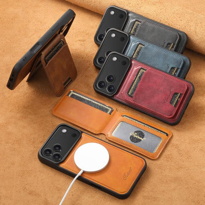 For iPhone Air Suteni H15 MagSafe Oil Eax Leather Detachable Wallet Back Phone Case(Black) by Suteni
