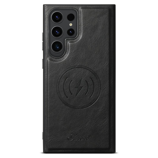 For Samsung Galaxy S23 Ultra 5G Suteni H15 Oil Eax Leather Detachable Wallet Back Phone Case(Black) by Suteni