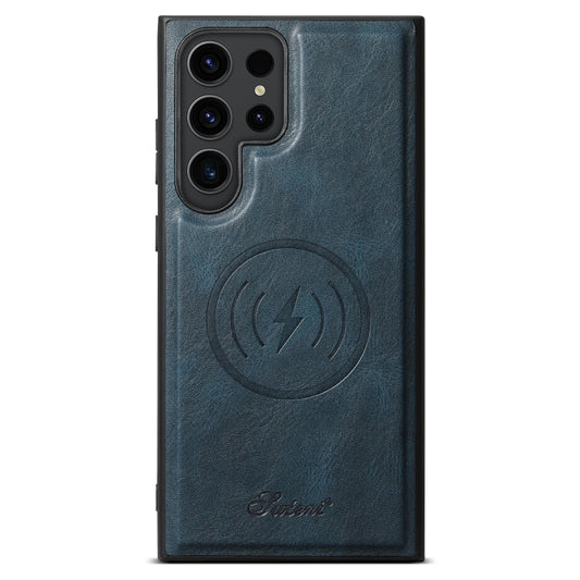 For Samsung Galaxy S22 Ultra 5G Suteni H15 Oil Eax Leather Detachable Wallet Back Phone Case(Blue) by Suteni