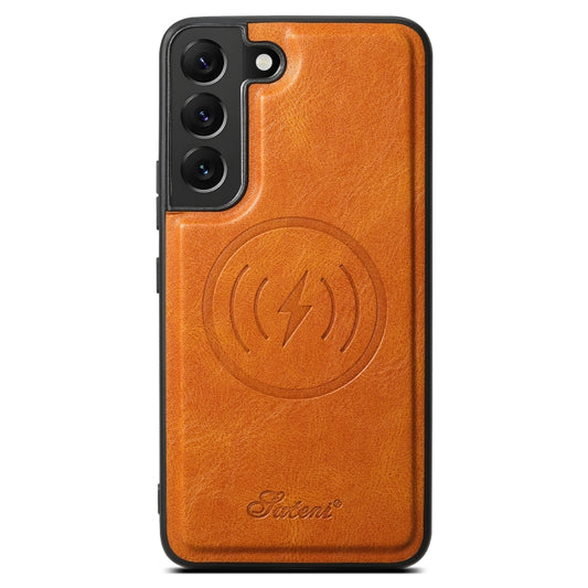 For Samsung Galaxy S22 5G Suteni H15 Oil Eax Leather Detachable Wallet Back Phone Case(Khaki) by Suteni