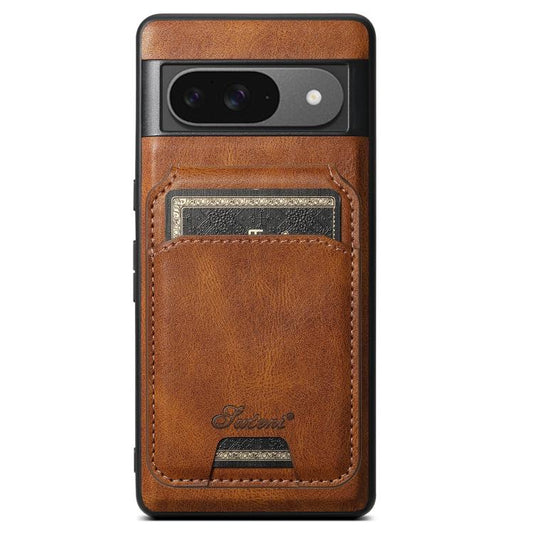 For Google Pixel 9 Suteni H15 Oil Eax Leather Detachable Wallet Back Phone Case(Brown) by Suteni
