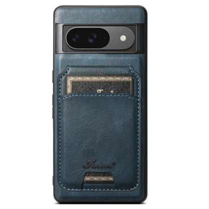 For Google Pixel 9 Suteni H15 Oil Eax Leather Detachable Wallet Back Phone Case(Blue) by Suteni