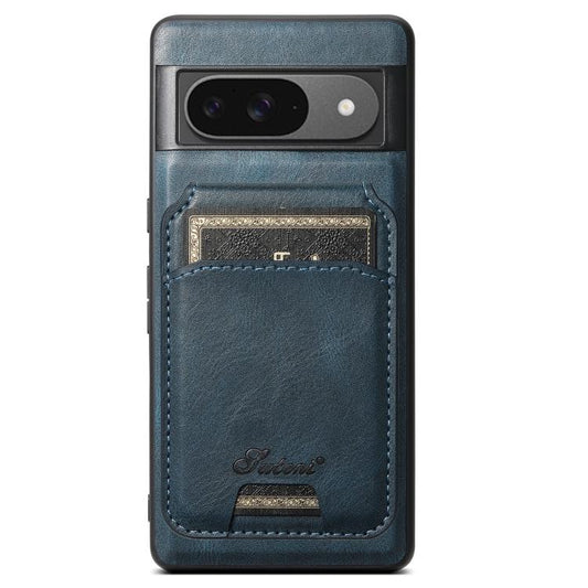 For Google Pixel 9 Suteni H15 Oil Eax Leather Detachable Wallet Back Phone Case(Blue) by Suteni