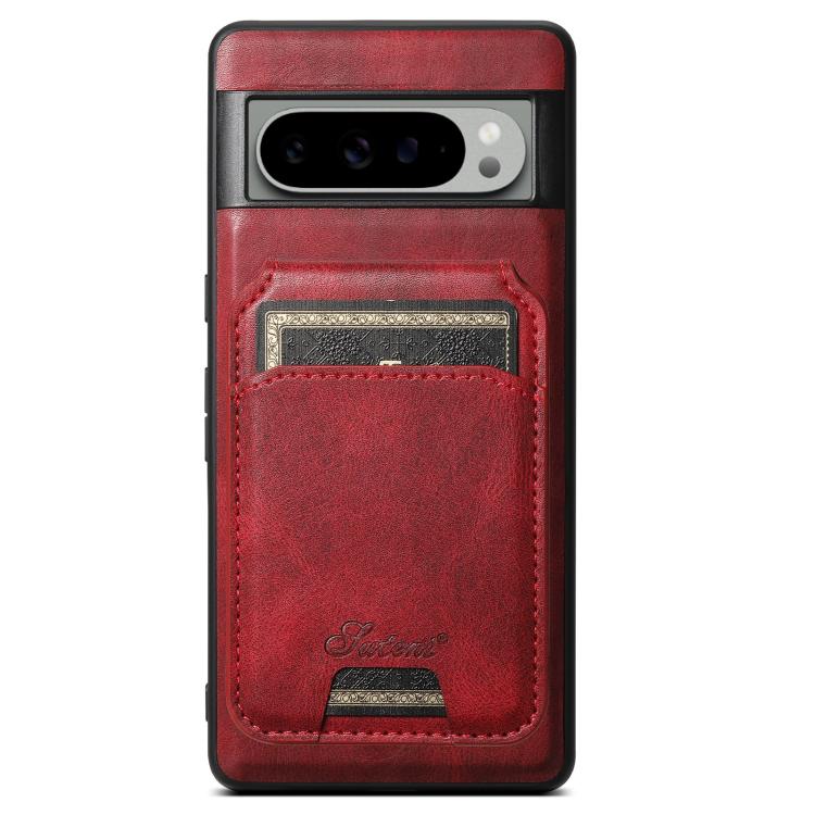 For Google Pixel 9 Pro XL Suteni H15 Oil Eax Leather Detachable Wallet Back Phone Case(Red) by Suteni