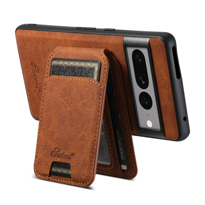 For Google Pixel 7 Pro Suteni H16 Litchi Texture Leather Detachable Wallet Back Phone Case(Brown) by Suteni