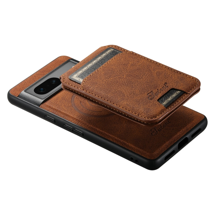 For Google Pixel 7 Suteni H16 Litchi Texture Leather Detachable Wallet Back Phone Case(Khaki) by Suteni