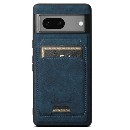For Google Pixel 7 Suteni H16 Litchi Texture Leather Detachable Wallet Back Phone Case(Blue) by Suteni