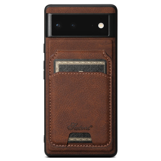 For Google Pixel 6a Suteni H16 Litchi Texture Leather Detachable Wallet Back Phone Case(Brown) by Suteni