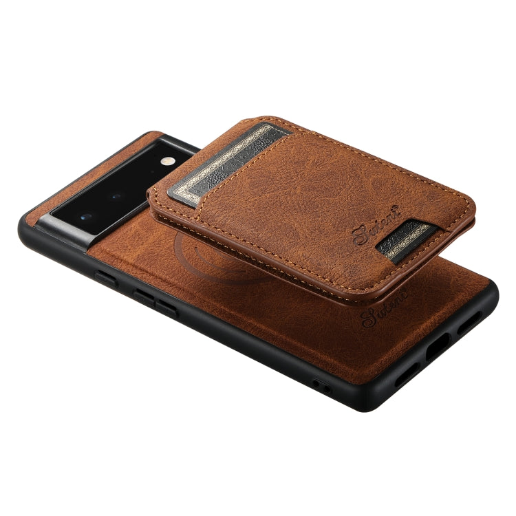 For Google Pixel 6 Suteni H16 Litchi Texture Leather Detachable Wallet Back Phone Case(Black) by Suteni