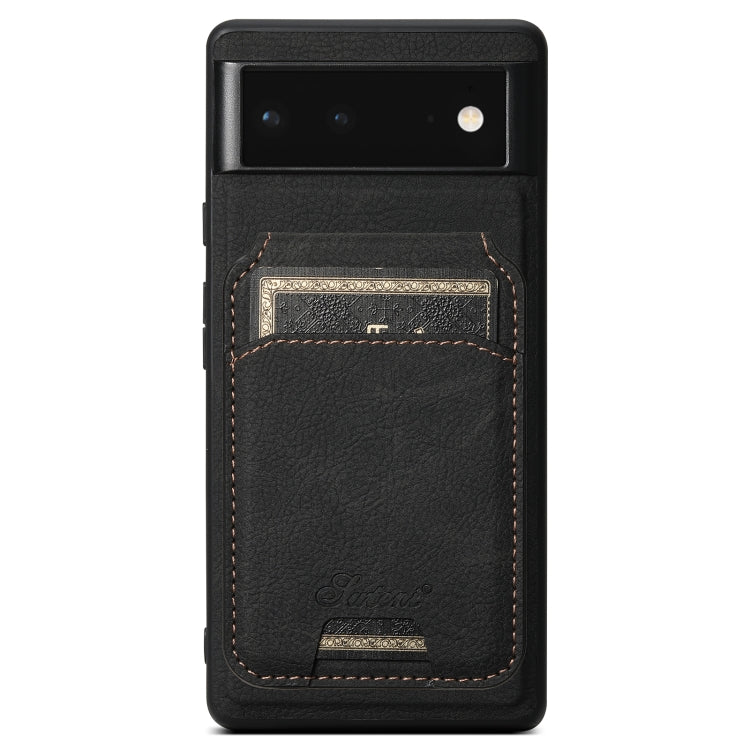 For Google Pixel 6 Suteni H16 Litchi Texture Leather Detachable Wallet Back Phone Case(Black) by Suteni