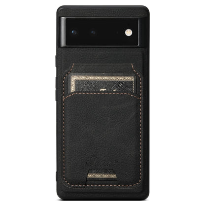 For Google Pixel 6 Suteni H16 Litchi Texture Leather Detachable Wallet Back Phone Case(Black) by Suteni
