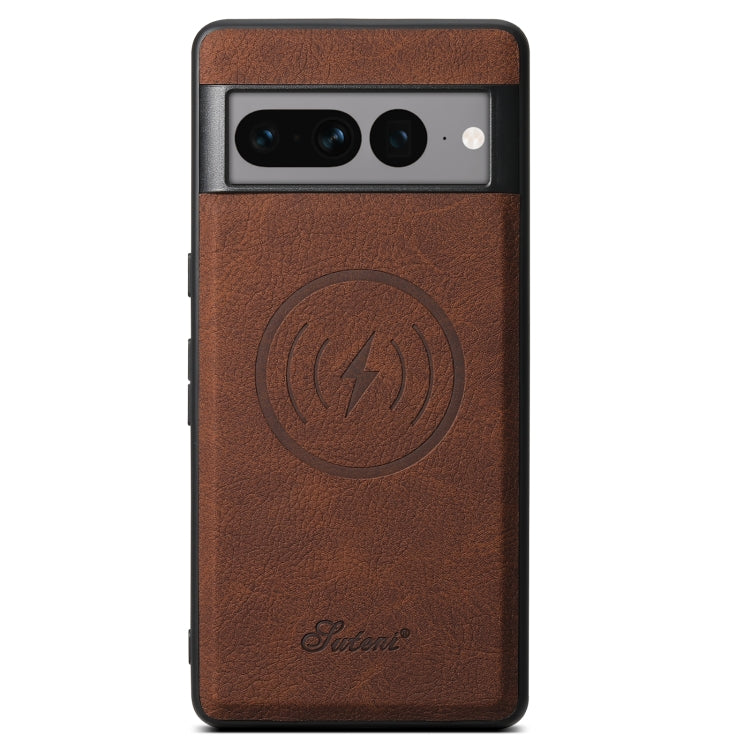 For Google Pixel 8a Suteni H16 Litchi Texture Leather Detachable Wallet Back Phone Case(Brown) by Suteni