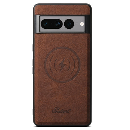 For Google Pixel 8a Suteni H16 Litchi Texture Leather Detachable Wallet Back Phone Case(Brown) by Suteni