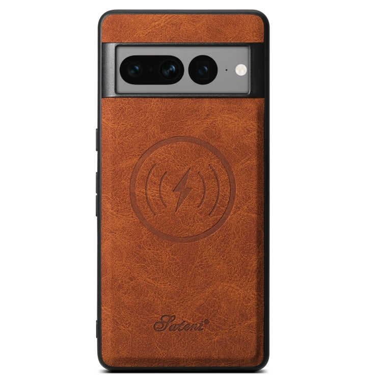 For Google Pixel 8a Suteni H16 Litchi Texture Leather Detachable Wallet Back Phone Case(Khaki) by Suteni