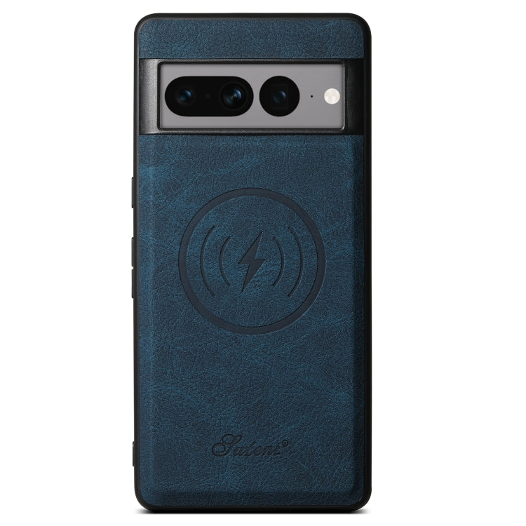 For Google Pixel 8a Suteni H16 Litchi Texture Leather Detachable Wallet Back Phone Case(Blue) by Suteni