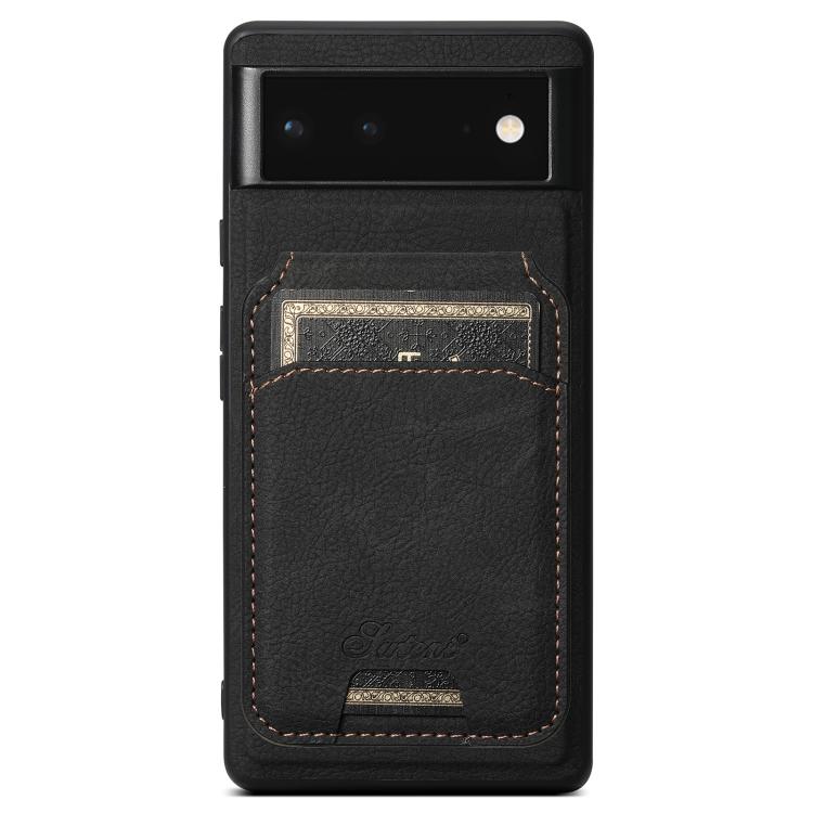 For Google Pixel 9 Pro XL Suteni H16 Litchi Texture Leather Detachable Wallet Back Phone Case(Black) by Suteni