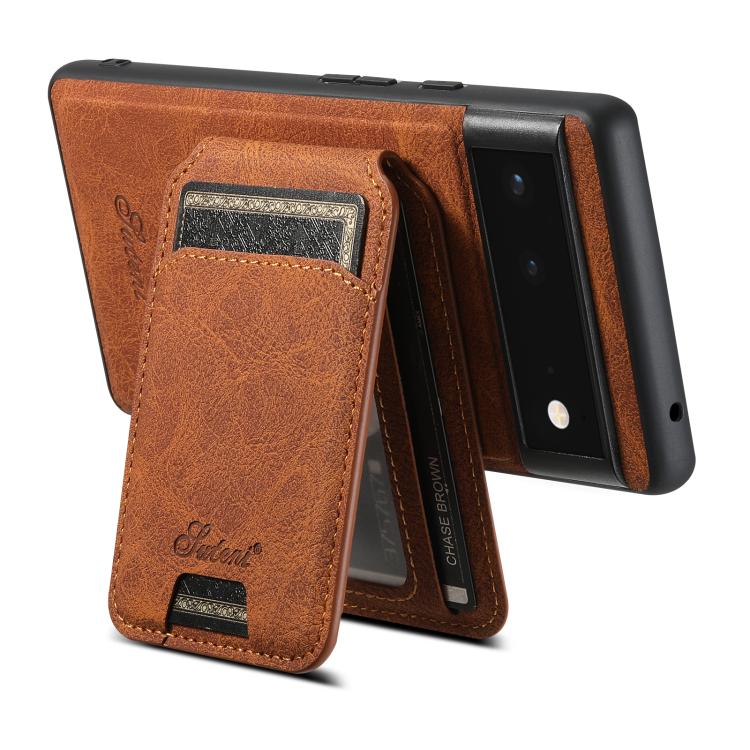 For Google Pixel 9 Pro XL Suteni H16 Litchi Texture Leather Detachable Wallet Back Phone Case(Brown) by Suteni