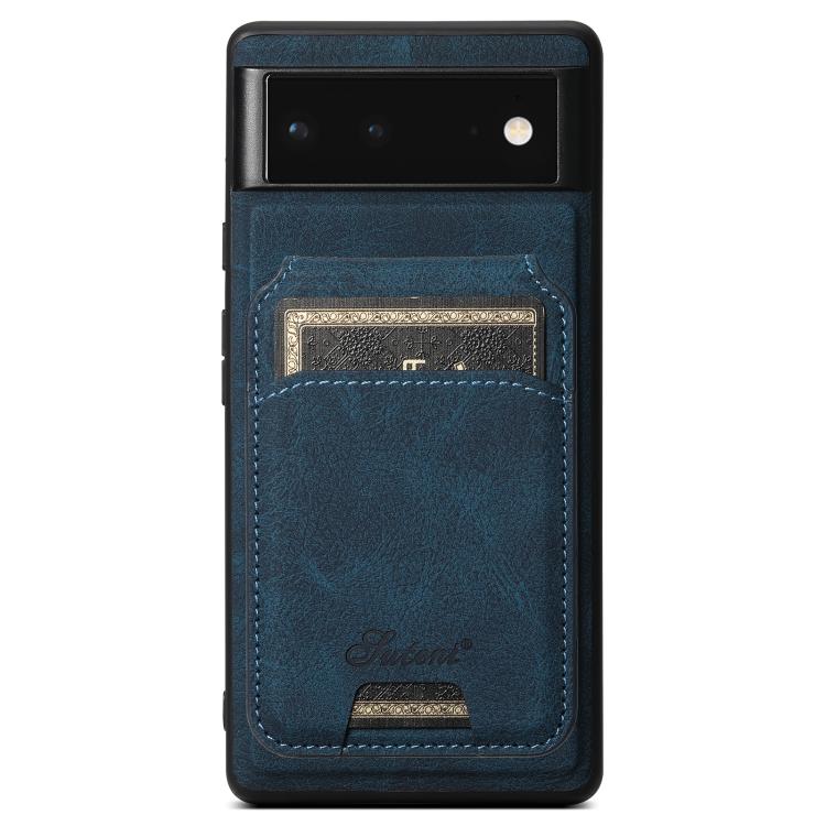 For Google Pixel 9 Suteni H16 Litchi Texture Leather Detachable Wallet Back Phone Case(Blue) by Suteni