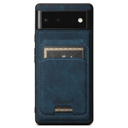 For Google Pixel 9 Pro Suteni H16 Litchi Texture Leather Detachable Wallet Back Phone Case(Blue) by Suteni