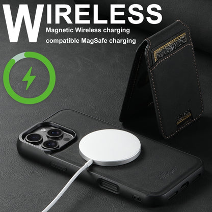 For iPhone 16 Suteni H16 Litchi Texture Leather Detachable Wallet Back Phone Case(Black) by Suteni