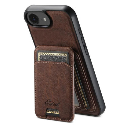 For iPhone 16e Suteni H16 Litchi Texture Leather Detachable Wallet Back Phone Case(Brown) by Suteni