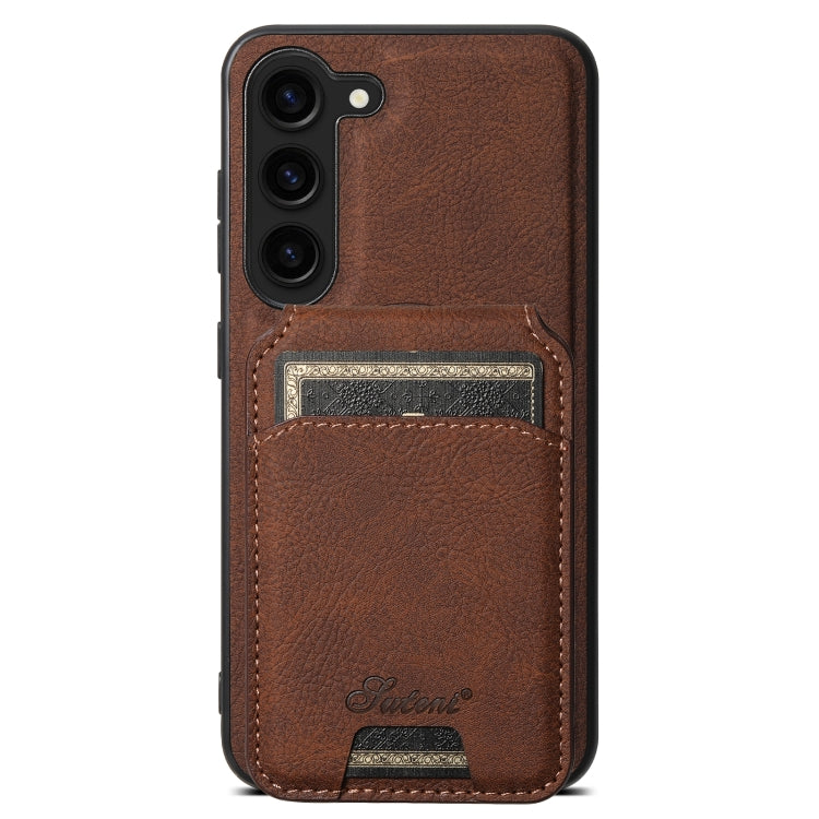 For Samsung Galaxy S23 5G Suteni H16 Litchi Texture Leather Detachable Wallet Back Phone Case(Brown) by Suteni