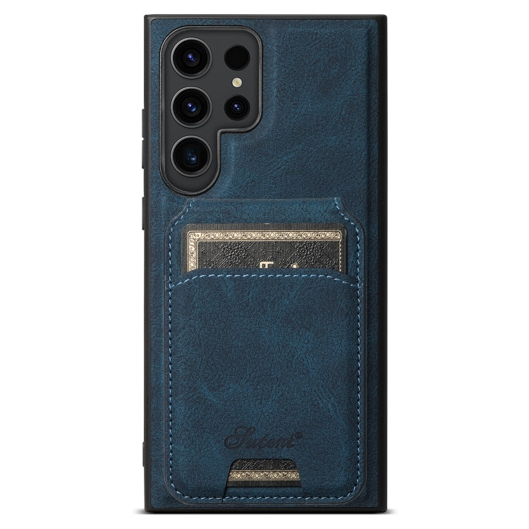 For Samsung Galaxy S22 Ultra 5G Suteni H16 Litchi Texture Leather Detachable Wallet Back Phone Case(Blue) by Suteni