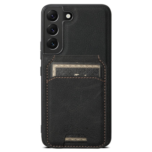 For Samsung Galaxy S22+ 5G Suteni H16 Litchi Texture Leather Detachable Wallet Back Phone Case(Black) by Suteni