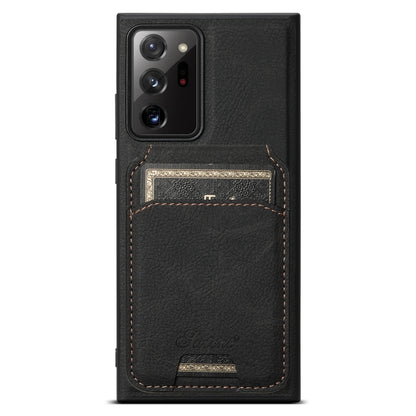 For Samsung Galaxy Note20 Ultra 5G Suteni H16 Litchi Texture Leather Detachable Wallet Back Phone Case(Black) by Suteni