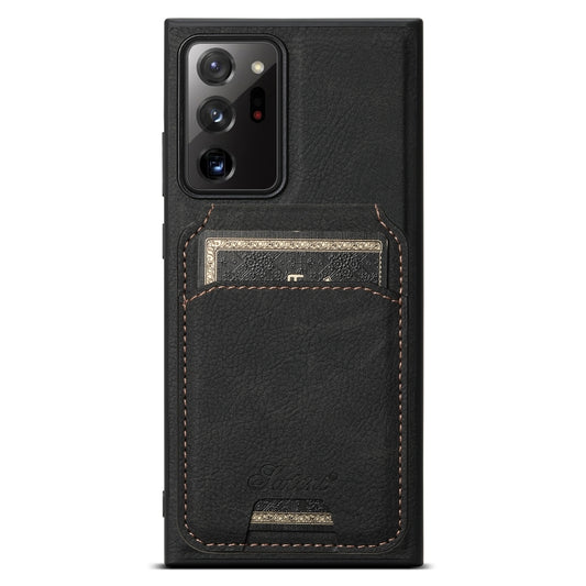 For Samsung Galaxy Note20 Ultra 5G Suteni H16 Litchi Texture Leather Detachable Wallet Back Phone Case(Black) by Suteni