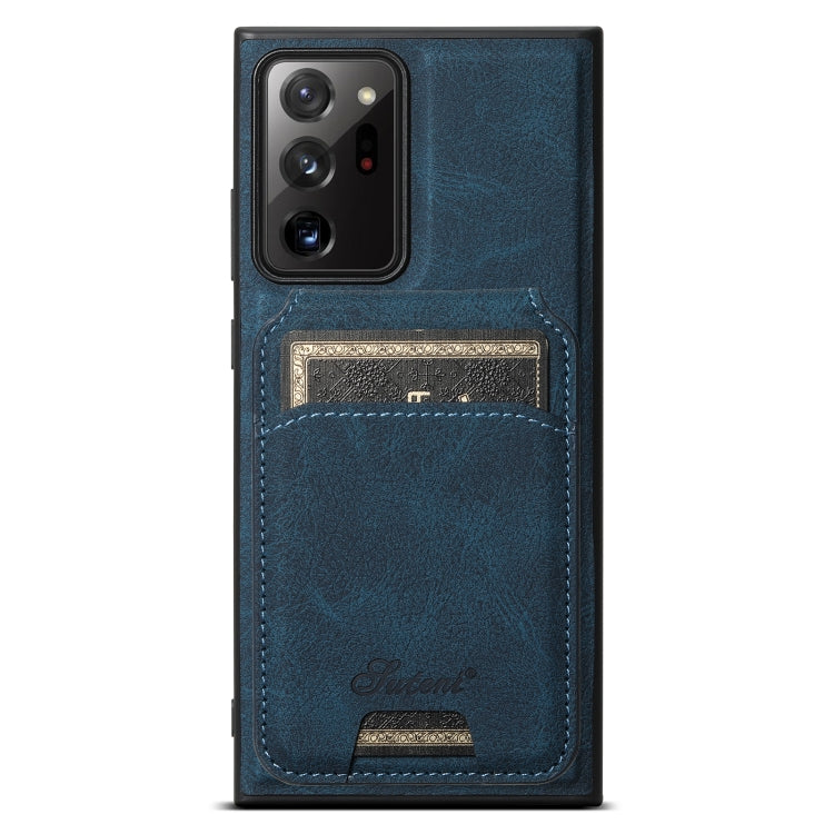 For Samsung Galaxy Note20 5G Suteni H16 Litchi Texture Leather Detachable Wallet Back Phone Case(Blue) by Suteni