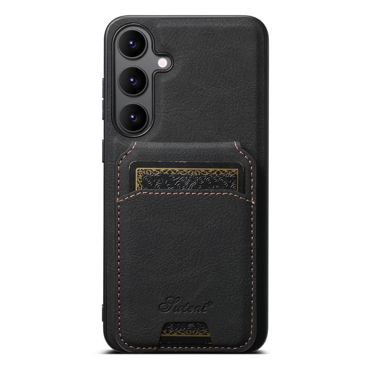 For Samsung Galaxy S25+ 5G Suteni H16 Litchi Texture Leather Detachable Wallet Back Phone Case(Black) by Suteni