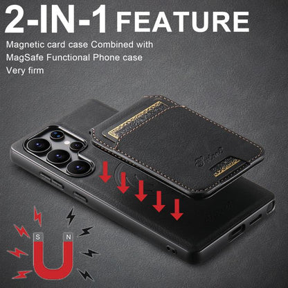 For Samsung Galaxy S25+ 5G Suteni H16 Litchi Texture Leather Detachable Wallet Back Phone Case(Black) by Suteni