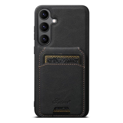 For Samsung Galaxy S25 5G Suteni H16 Litchi Texture Leather Detachable Wallet Back Phone Case(Black) by Suteni