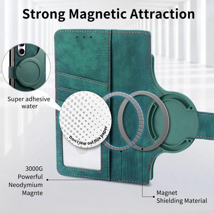 For Samsung Galaxy Z Fold5 5G Retro MagSafe Magnetic Zipper Wallet Leather Phone Case(Green) by bashfashion