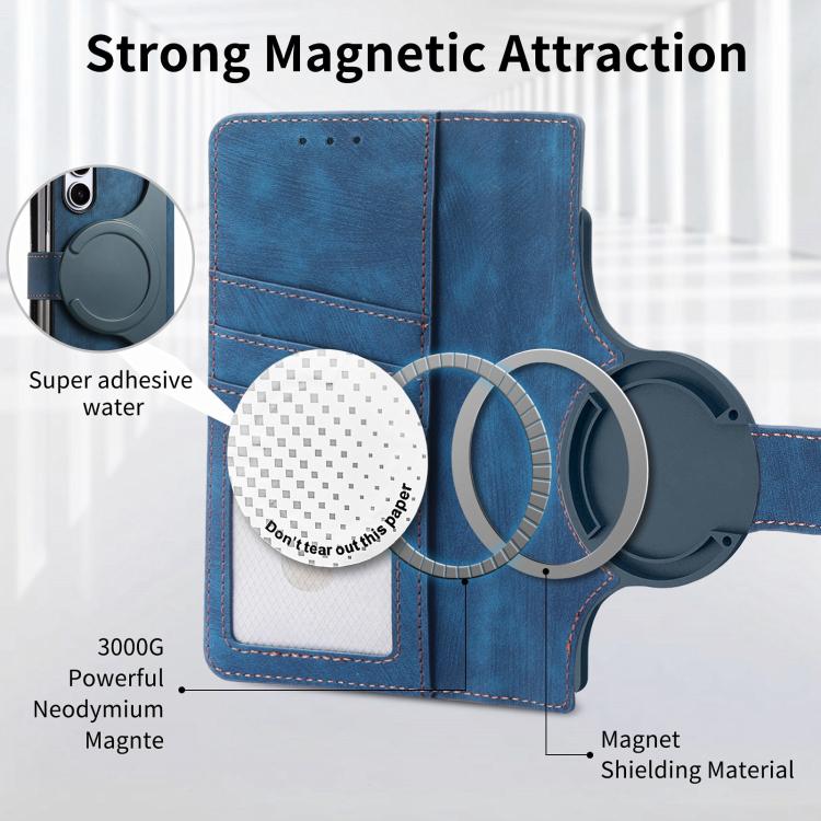 For Samsung Galaxy Z Fold5 5G Retro MagSafe Magnetic Zipper Wallet Leather Phone Case(Blue) by bashfashion