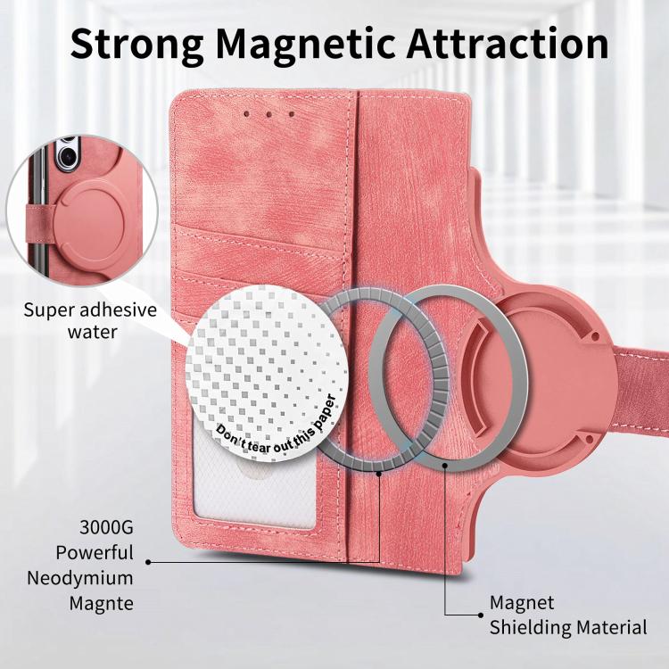 For Samsung Galaxy Z Fold5 5G Retro MagSafe Magnetic Zipper Wallet Leather Phone Case(Pink) by bashfashion