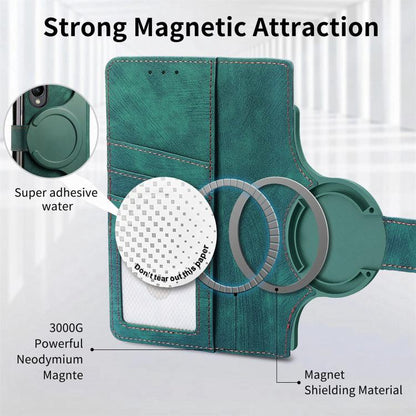 For Samsung Galaxy Z Fold4 Retro MagSafe Magnetic Zipper Wallet Leather Phone Case(Green) by bashfashion