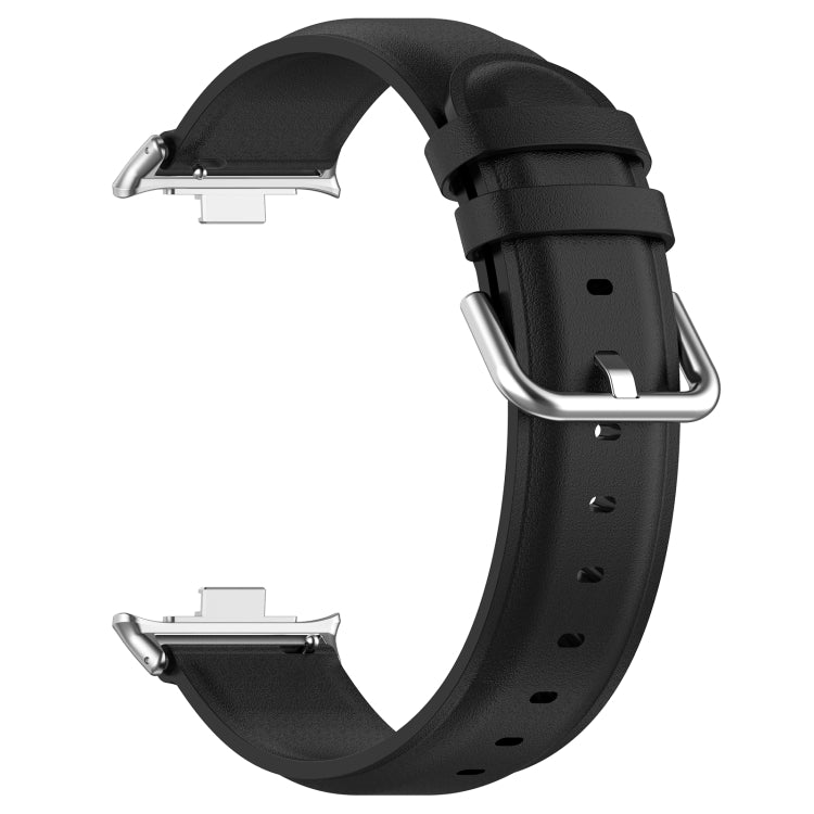 For Redmi Watch 4 / Watch 5 Round Tail Top Layer Leather Watch Band(Black) by bashfashion