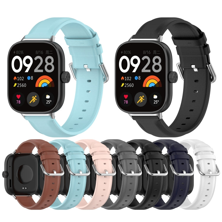 For Redmi Watch 4 / Watch 5 Round Tail Top Layer Leather Watch Band(Black) by bashfashion