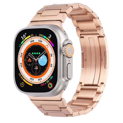 For Apple Watch SE 2023 44mm Stainless Steel H-Shaped Fold Buckle Watch Band(Rose Gold) by bashfashion
